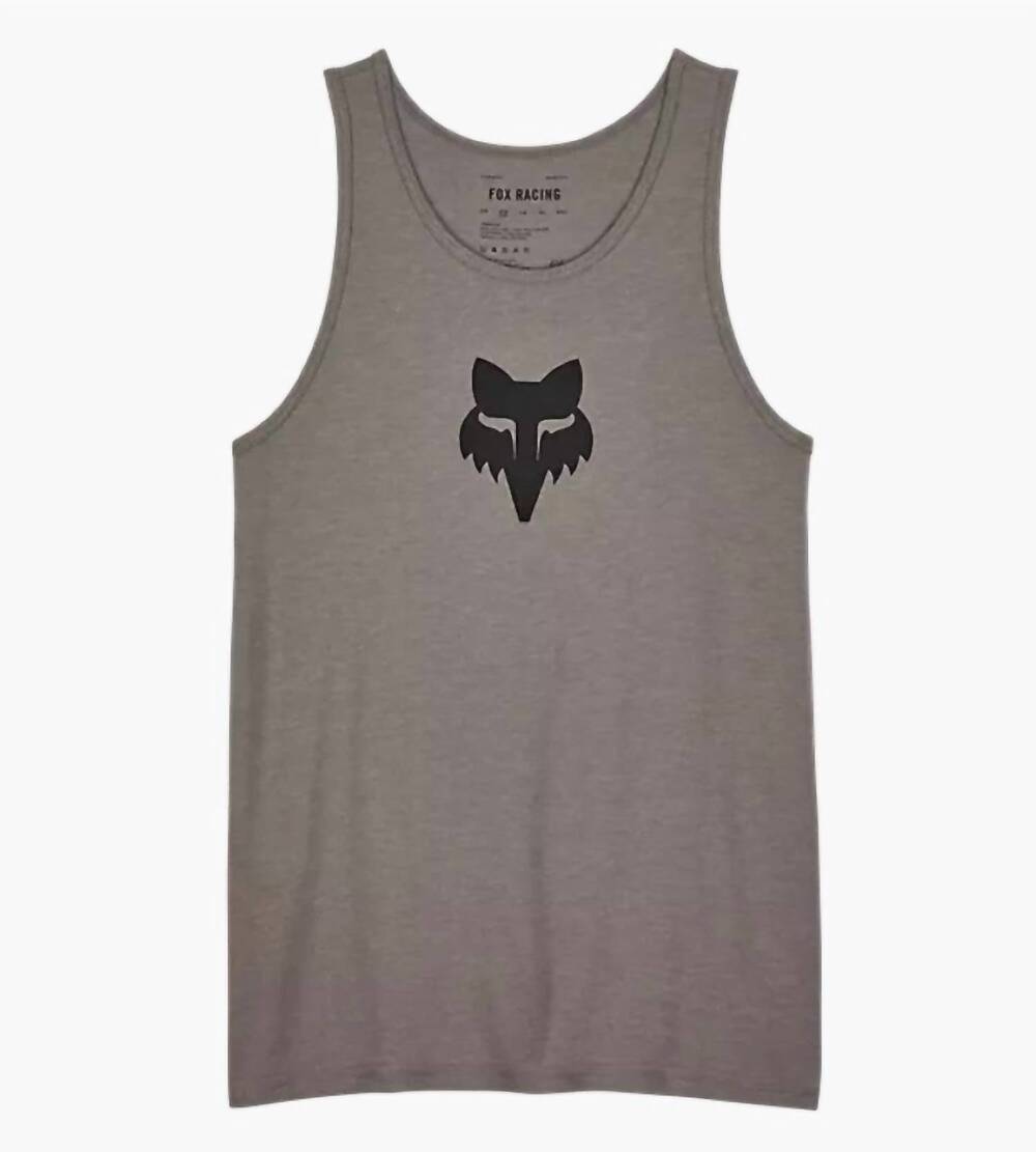 NEW FOX RACING men's fox head premium tank in heather graphite grey